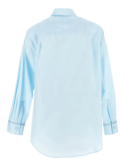 Shop Fendi Logo Embroidery Shirt In Azzurro