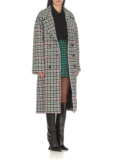 Shop Msgm Double Breasted Coat In Nero