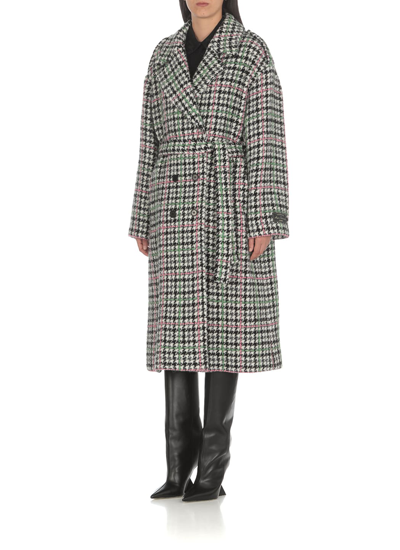 Shop Msgm Double Breasted Coat In Nero