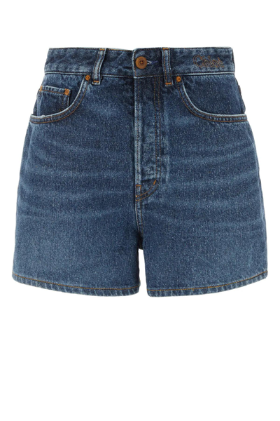 Shop Chloé Denim Shorts In Blu