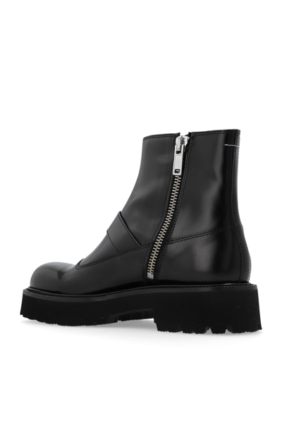 Shop Mm6 Maison Margiela Leather Ankle Boots In Black