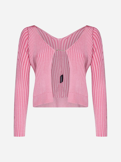 Shop Jacquemus Pralu Viscose-blend Cardigan In Pink 2
