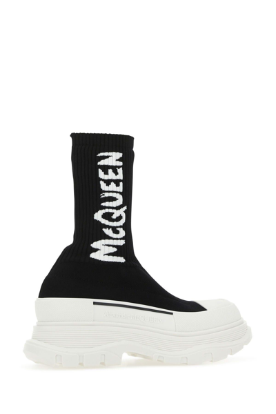 Shop Alexander Mcqueen Black Stretch Nylon Tread Slick Sneakers