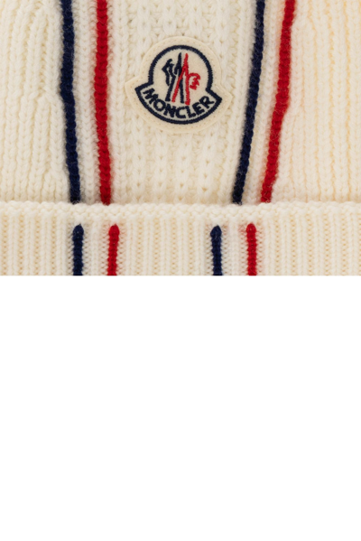Shop Moncler Beanie With Logo Patch