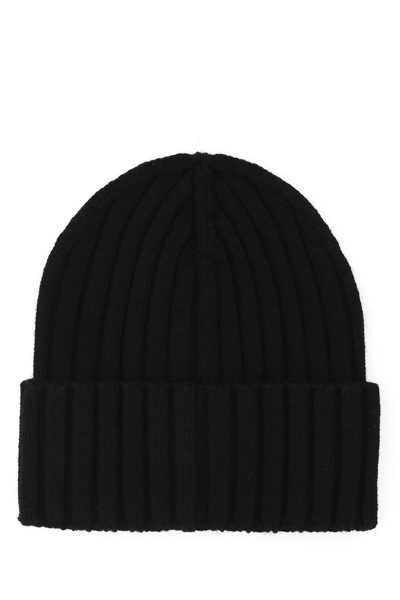 Shop Moncler Black Wool Beanie Hat