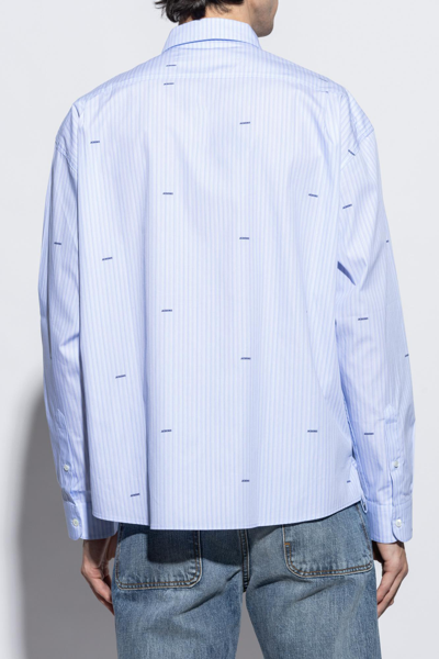 Shop Jacquemus Striped Shirt In Print Blue Stripe Logo