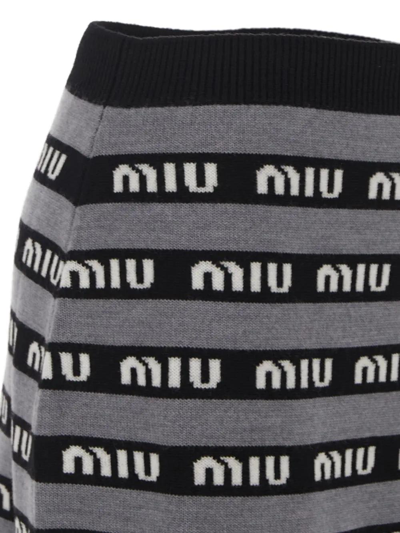 Shop Miu Miu Wool Mini Skirt In Nero