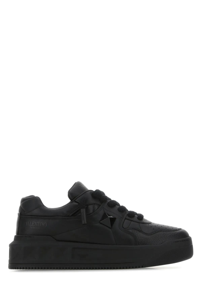 Valentino One Stud Xl Nappa Leather Sneakers In Nero