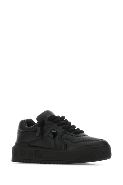 Valentino One Stud Xl Nappa Leather Sneakers In Nero