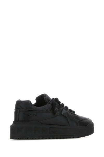 Valentino One Stud Xl Nappa Leather Sneakers In Nero