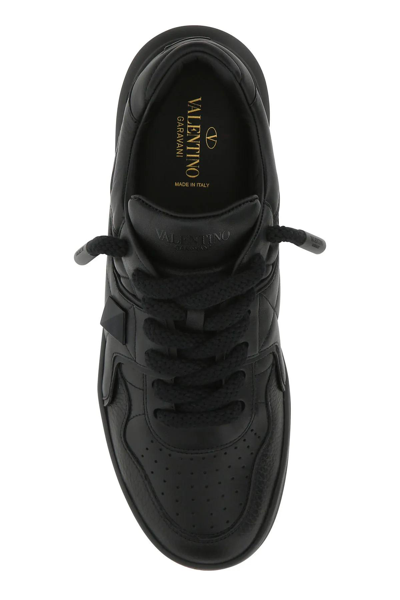 Valentino One Stud Xl Nappa Leather Sneakers In Nero
