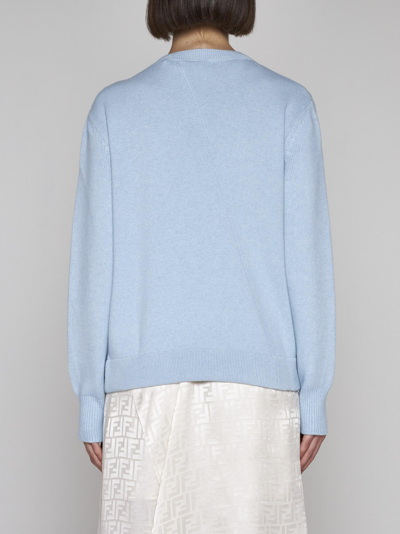 Shop Fendi Wool And Cashmere Cardigan In Prisca Azzurro