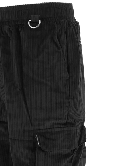 Shop Family First Milano New Cargo Velvet Trousers In Black
