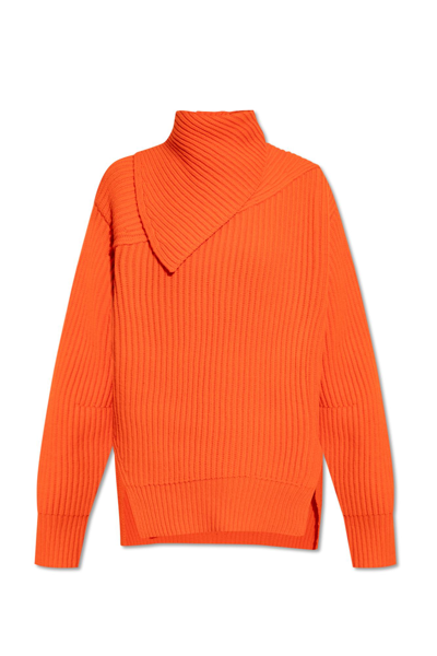 Shop Jil Sander Wool Turtleneck Sweater In Orange