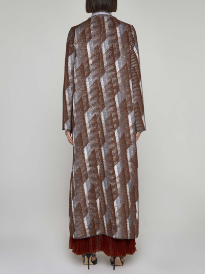 Shop Forte Forte Endless Skies Jacquard Coat In Chocolate