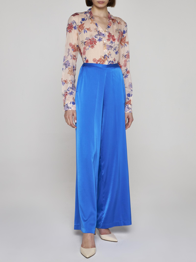 Shop Forte Forte Silk Satin Trousers In Electric