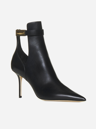 Shop Jimmy Choo Nell Ab Leather Ankle Boots In Nero