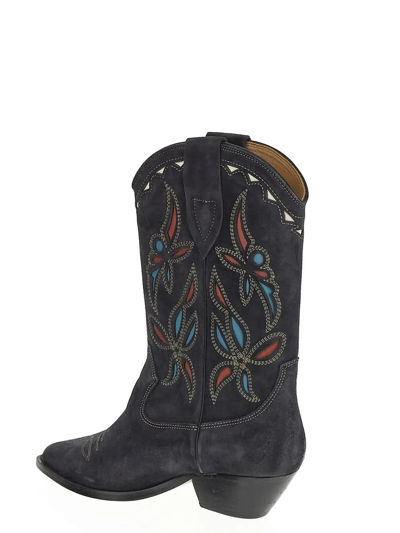 Shop Isabel Marant Duerto Suede Cowboy Boots In Faded Black