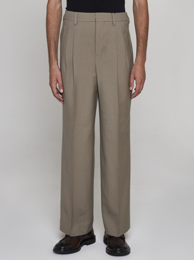 Shop Ami Alexandre Mattiussi Virgin Wool Trousers In Grey