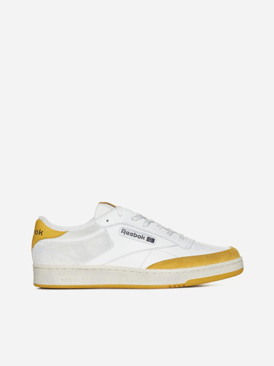 Shop Reebok Club C Leather Sneakers In White Orange