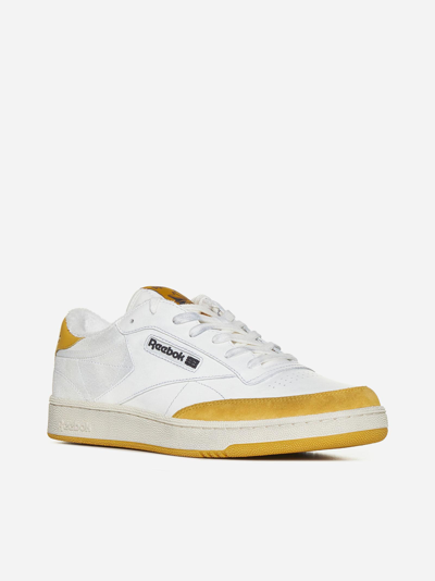 Shop Reebok Club C Leather Sneakers In White Orange