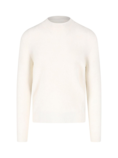 Shop Ballantyne Basic Sweater In White Butter