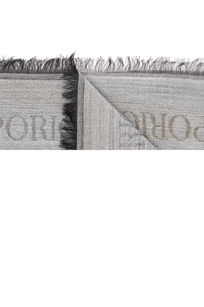 Shop Emporio Armani Scarf With Logo In Grey