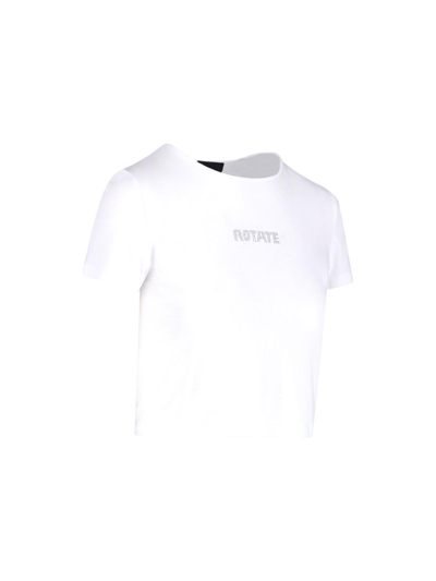 Shop Rotate Birger Christensen Logo Crop T-shirt In White