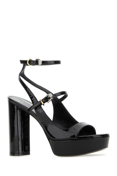 Shop Givenchy Black Leather Voyou Sandals In Nero