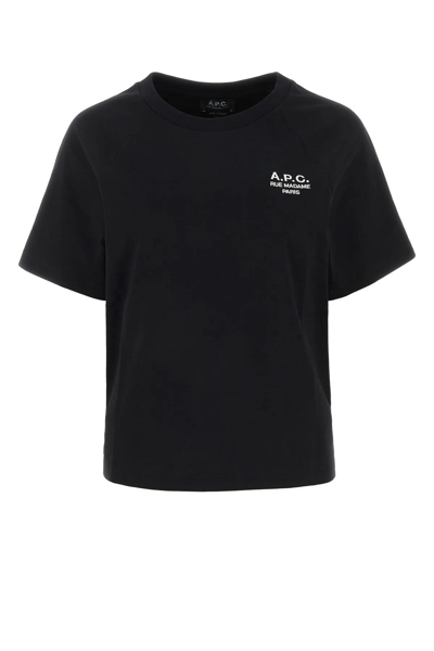 Shop Apc Black Cotton T-shirt In Lzz Noir
