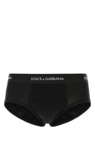Shop Dolce & Gabbana Black Cotton Brief In Nero