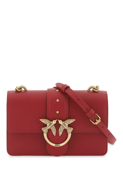 Shop Pinko Love One Foldover Top Mini Shoulder Bag In Red