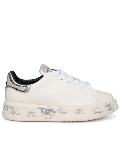 Shop Premiata White Leather Sneakers