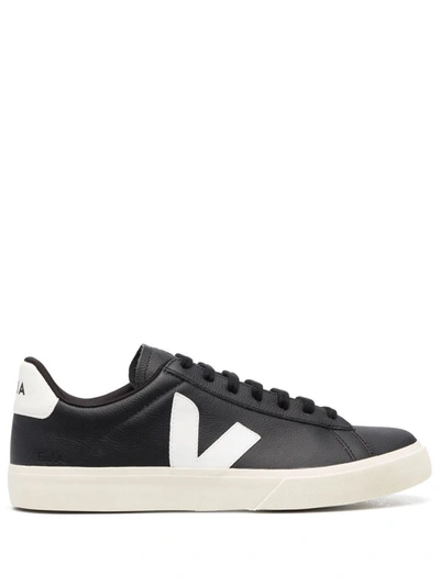 Shop Veja Campo Chfree Leather Shoes In Black White