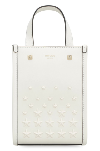 Shop Jimmy Choo Mini N/s Studded Embellished Tote Bag In White