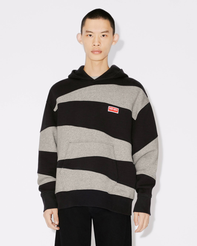 Shop Kenzo Sweatshirt Oversize À Capuche 'dazzle Stripe' Homme Noir