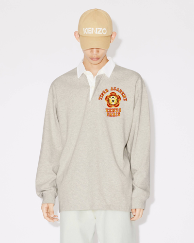 Shop Kenzo Tiger Academy' Polo Shirt Pale Gray
