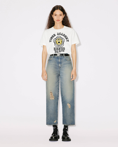 Shop Kenzo Jean Carotte Femme Stone Bl Dirty Blue Denim