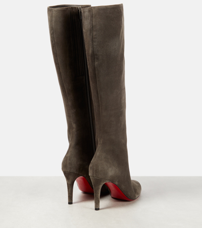 Shop Christian Louboutin Pumppie Botta Suede Knee-high Boots In Beige