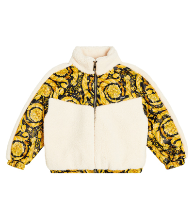 Versace Barocco Faux Shearling-paneled Jacket In Multicoloured