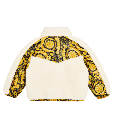 Shop Versace Barocco Faux Shearling-paneled Jacket In Multicoloured