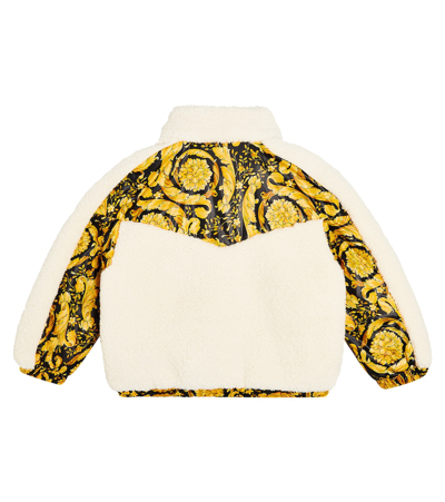 Versace Barocco Faux Shearling-paneled Jacket In Multicoloured