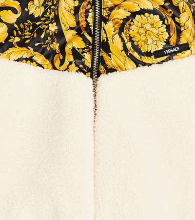 Versace Barocco Faux Shearling-paneled Jacket In Multicoloured