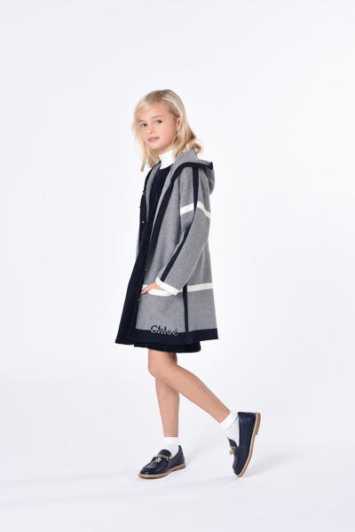Shop Chloé Kids Cotton And Wool Coat In Grey