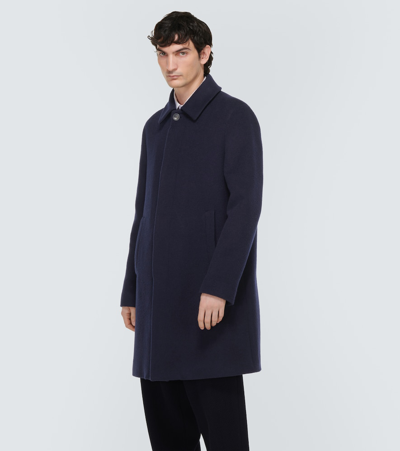 Shop Giorgio Armani Wool, Cashmere, And Silk Coat In Blue