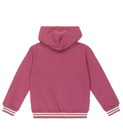 Shop Moschino Logo Cotton Jersey Hoodie In Red