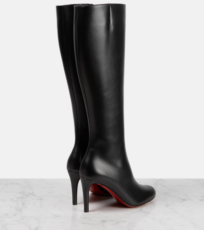 Christian Louboutin Pumppie Botta Red Sole Leather Knee-high Boots In Black