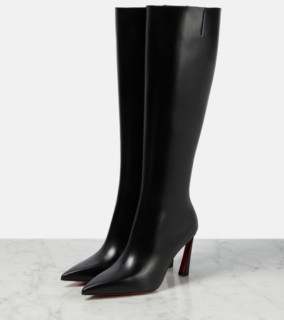 Shop Christian Louboutin Condora Botta 85 Leather Knee-high Boots In Black