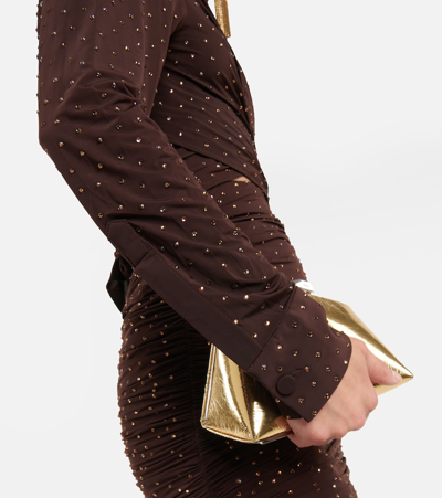 Shop Alex Perry Bligh Crystal-embellished Jersey Top In Brown