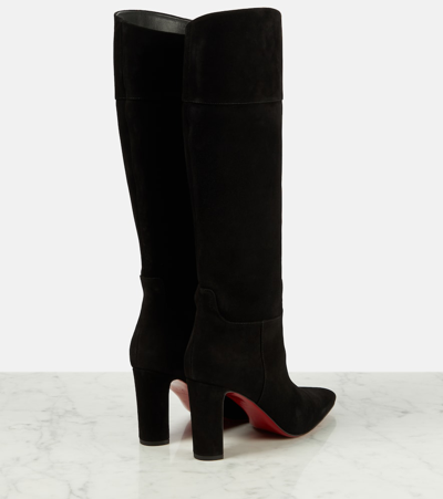 Shop Christian Louboutin Supra Botta 85 Suede Knee-high Boots In Black